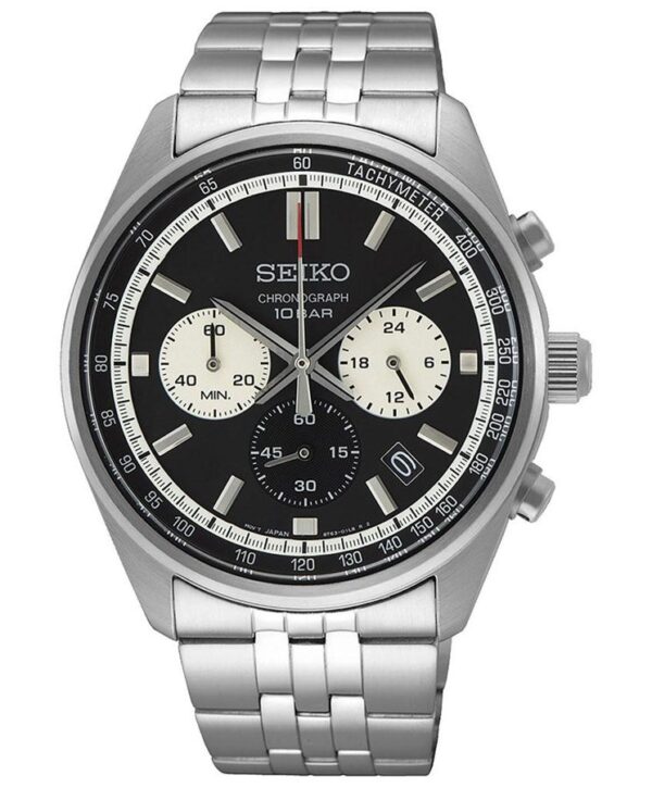 Seiko herreklokke med stållenke og kronograf